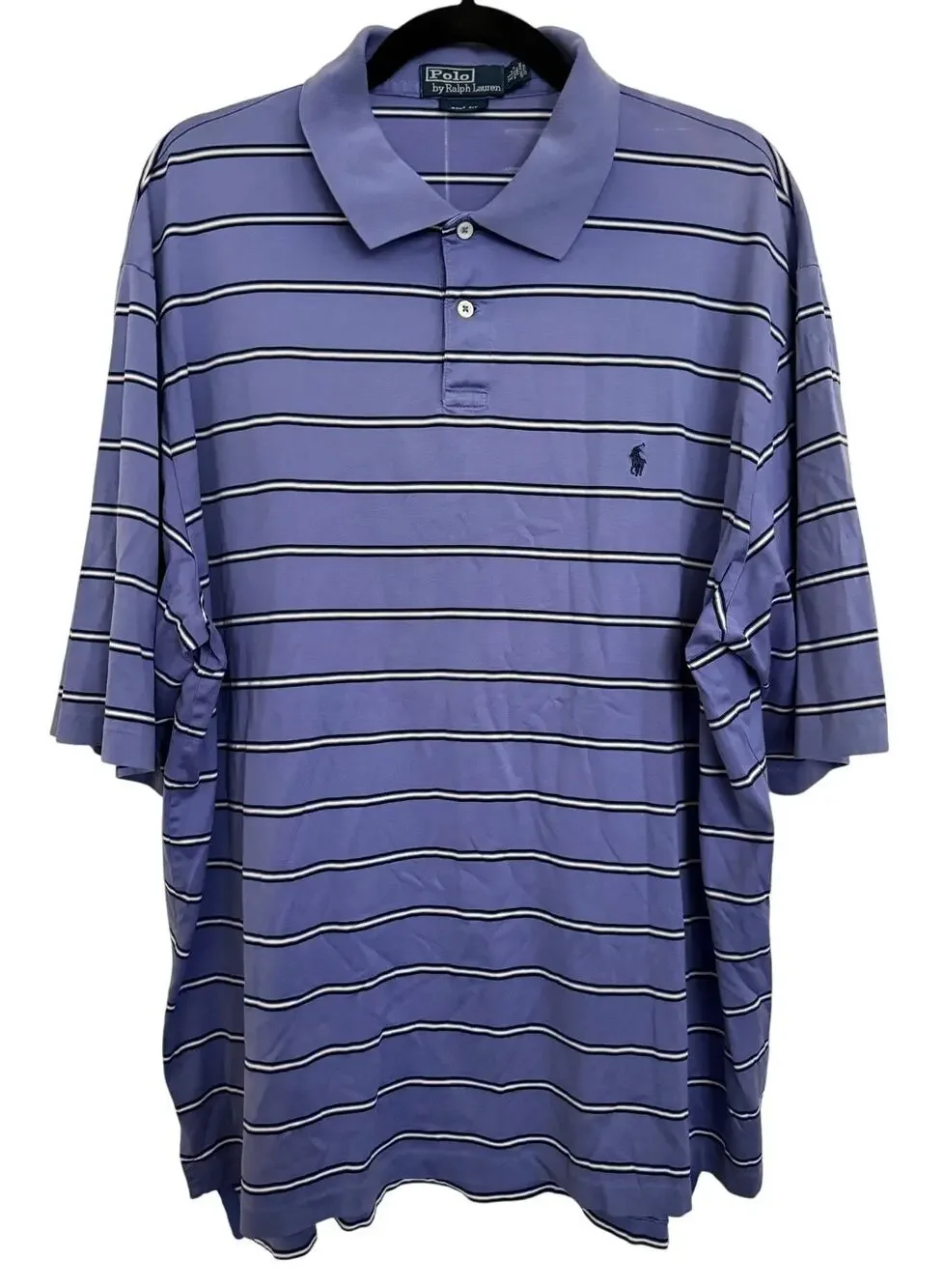 Ralph Lauren Purple Cotton Stripe Short Sleeve  Golf Fit Polo Size XL Preppy